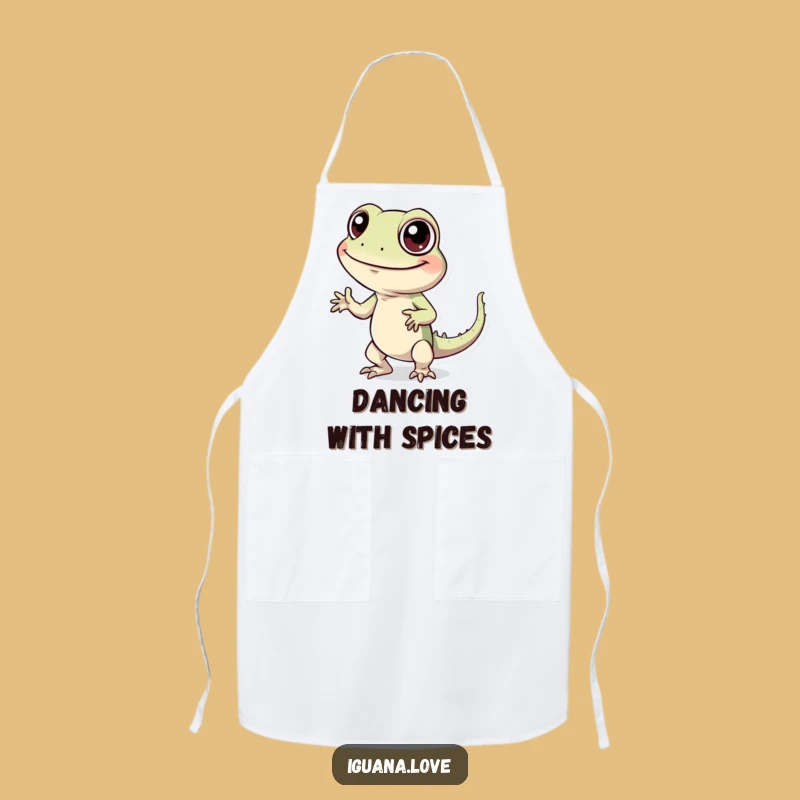 Funny Dancing Iguana Chef Apron - Cheerful Character Kitchen Fun Gift