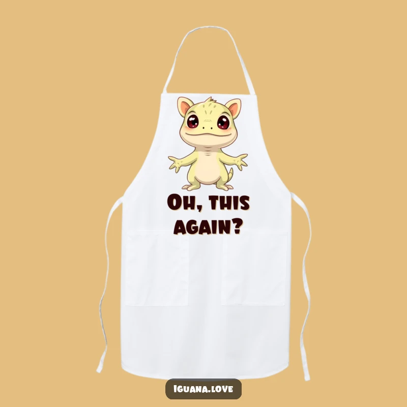 Funny Surprised Iguana Apron - Hilarious Kitchen Reaction Accessory