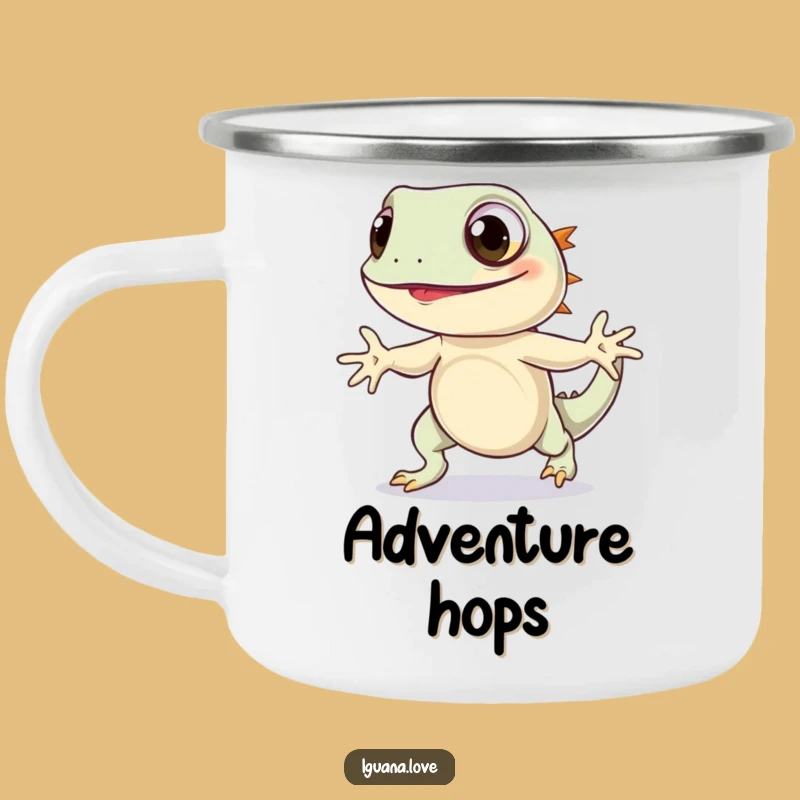 Funny Iguana Hop Camping Mug: Adventure Joy, Durable, Perfect Funny Gift