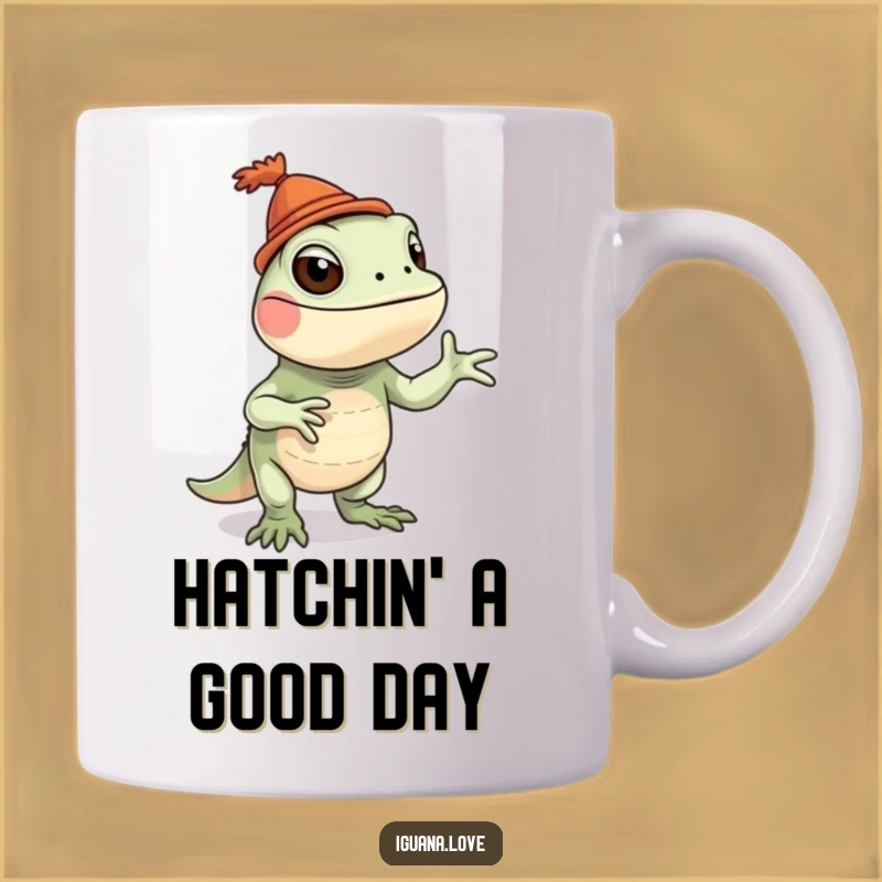 Funny Iguana Mug: Silly Dance Design, Tiny Hat & Fun Gift!