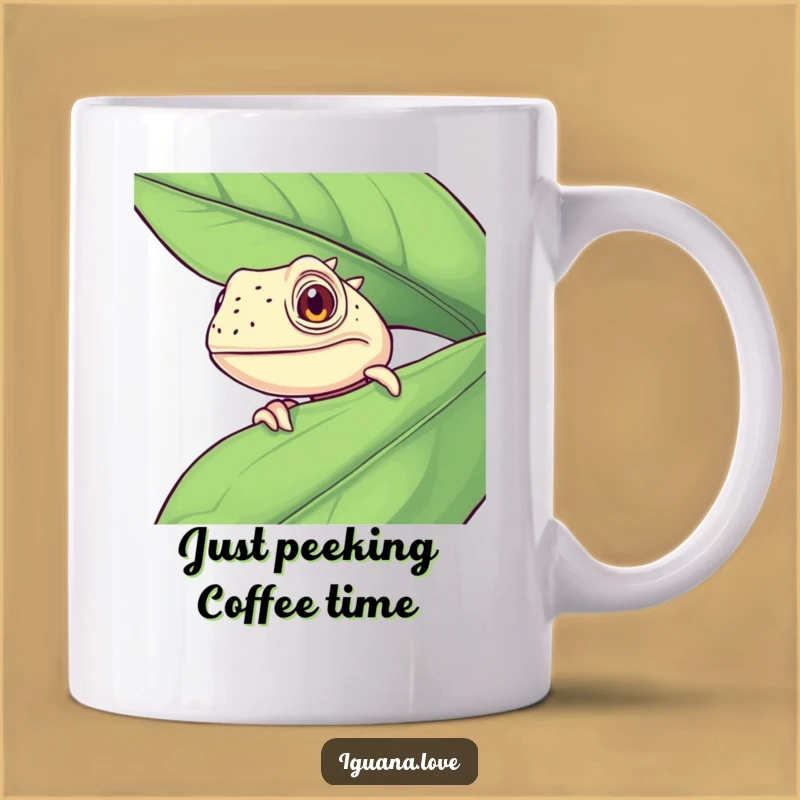 Funny Curious Iguana Leaf Mug - Perfect Humorous Reptile Gift