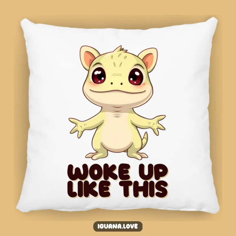Funny Surprised Iguana Pillow - Soft & Comical Reaction Accent