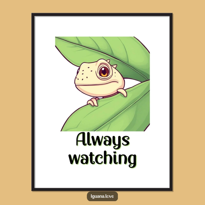 Funny Curious Iguana Digital Art - Humorous Reptile Wall Decor