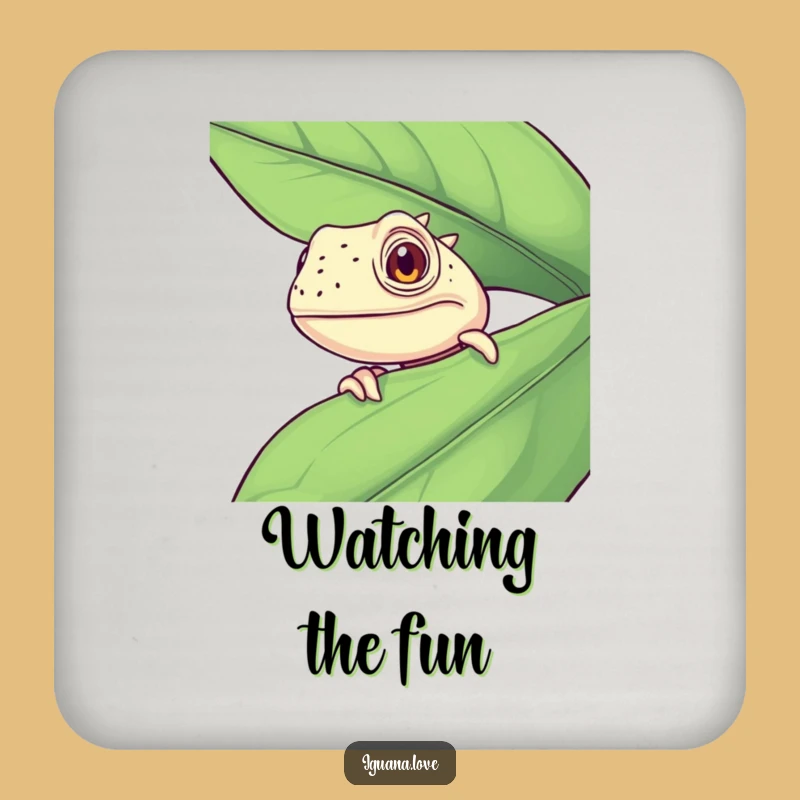 Funny Curious Iguana Coaster - Humorous Reptile Protection for Tables