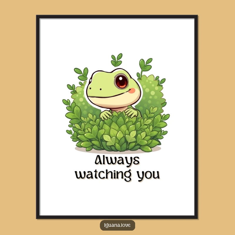 Funny Peeking Iguana Poster - Playful Character Wall Art Gift