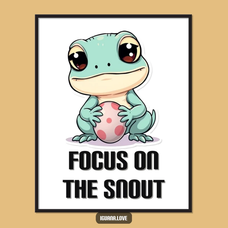 Funny Kawaii Iguana Poster: Bring Adorable Humor and Balance to Your Walls