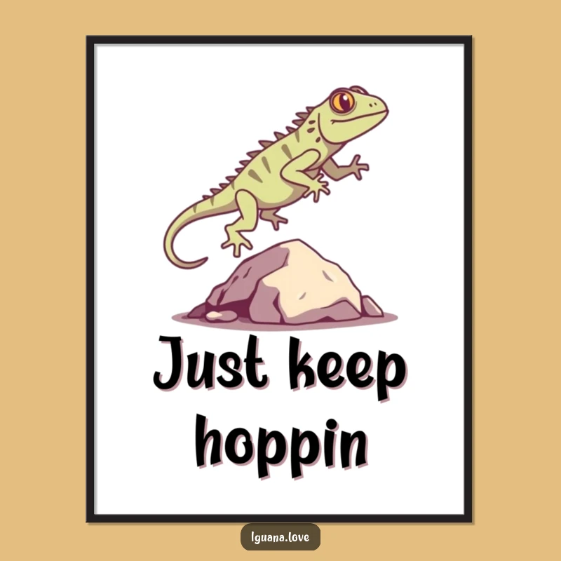 Funny Iguana Silhouette Poster: Artistic Leap, Charming Wall Art, Great Funny Gift