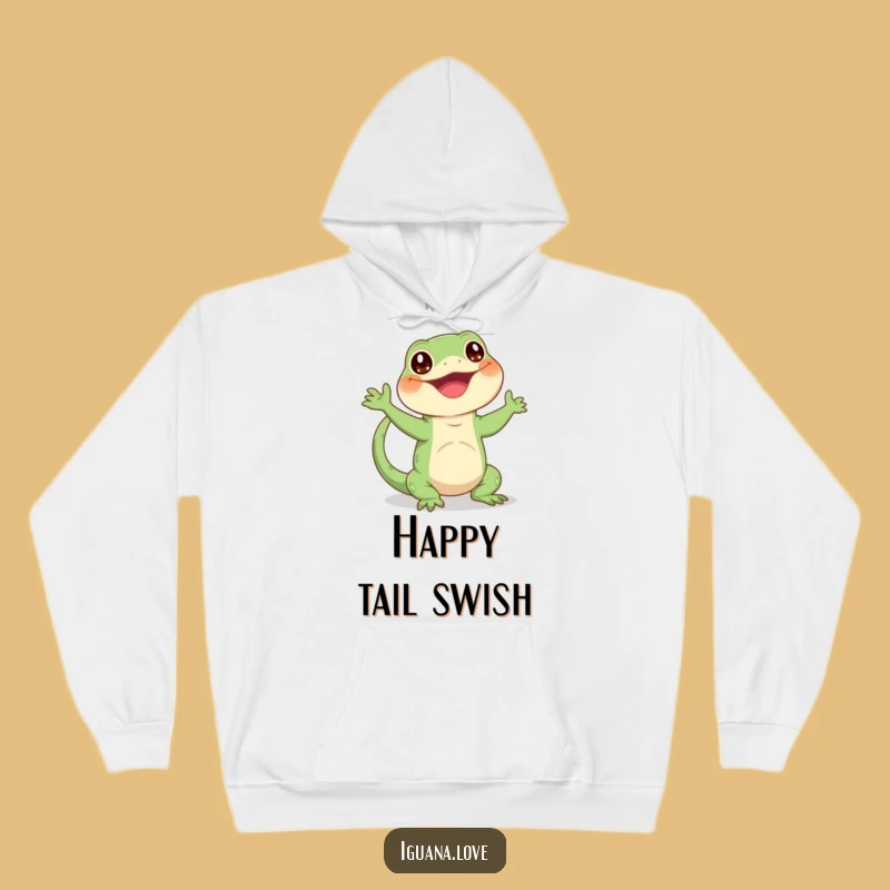 Funny Waving Iguana Hoodie - Happy Enthusiastic Character Cozy Gift