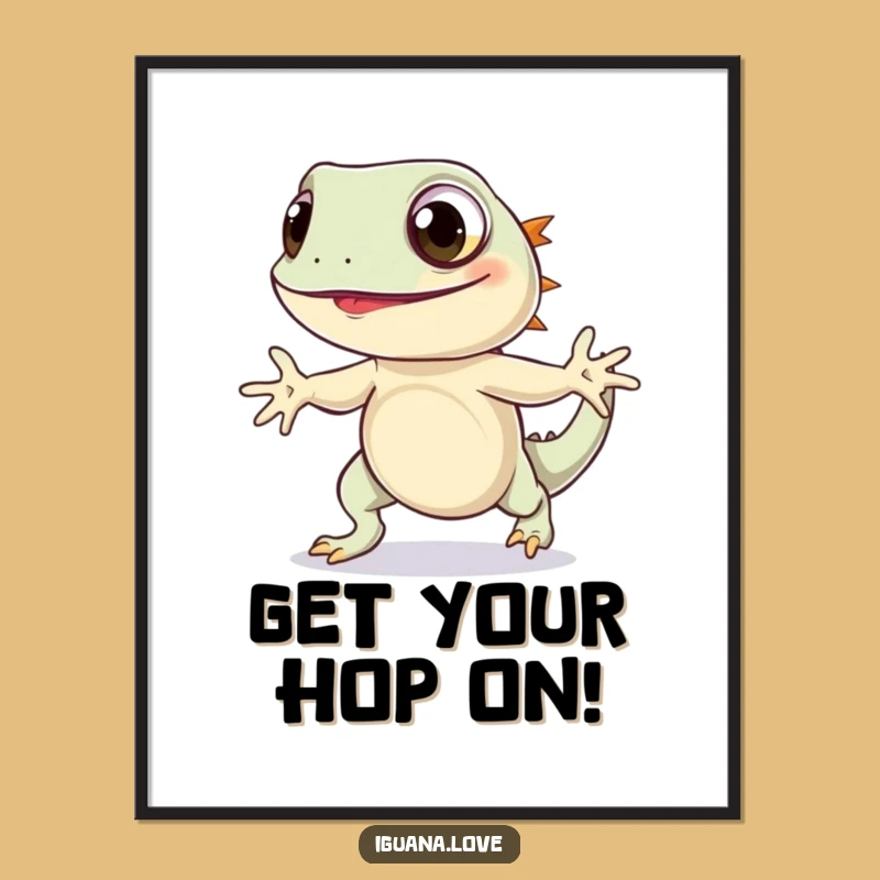 Funny Free Printable Iguana Art: Joyful Hop, Downloadable Wall Decor