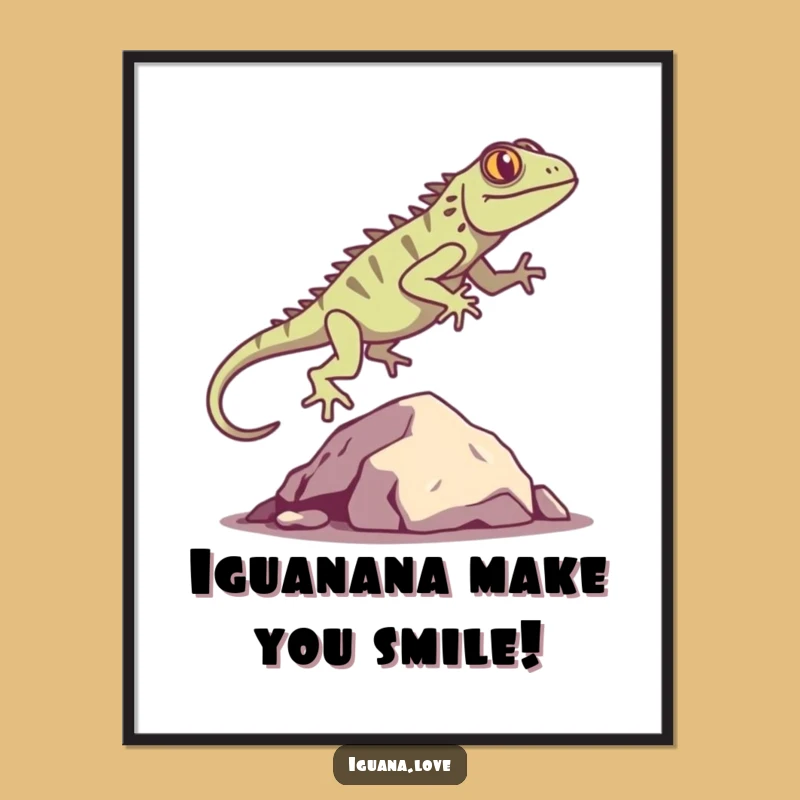 Funny Free Printable Iguana Art: Silly Leap Silhouette, Downloadable Wall Decor