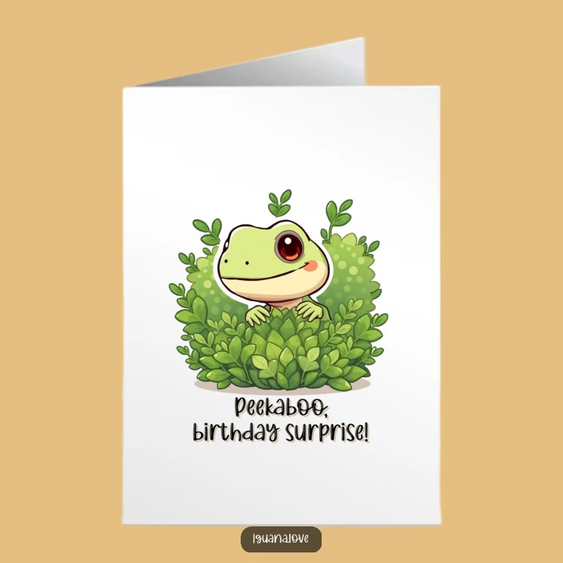 Free Printable Birthday Card: Iguana Peeking - Funny Downloadable Gift