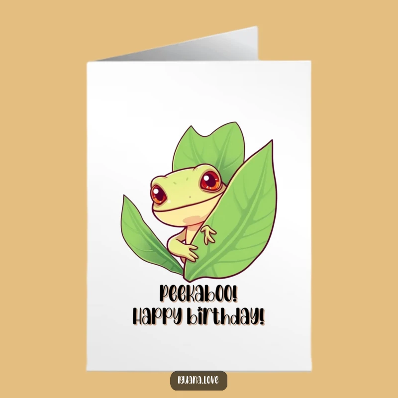 Free Printable Leaf Iguana Birthday Card - Funny Downloadable Gift for Curious Celebrations