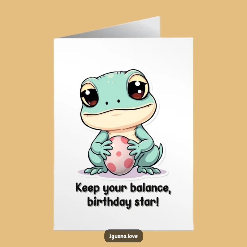 Free Printable Kawaii Iguana Birthday Card - Funny Downloadable Gift for Playful Celebrations