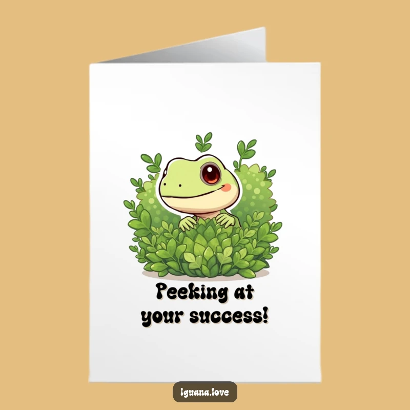 Free Printable Congrats Card: Iguana Peeking - Funny Downloadable Gift