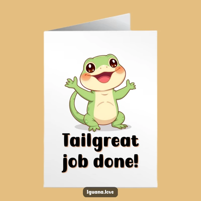 Free Printable Congrats Card: Iguana Tail Wave - Funny Downloadable Gift