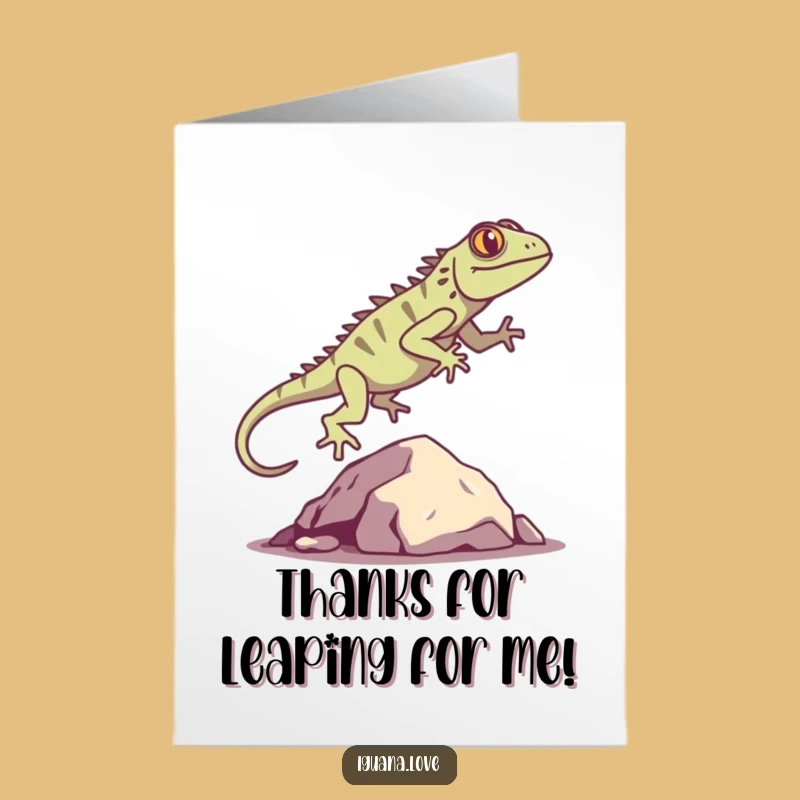 Free Printable Iguana Thank You Card: Funny Leap, Downloadable Gift