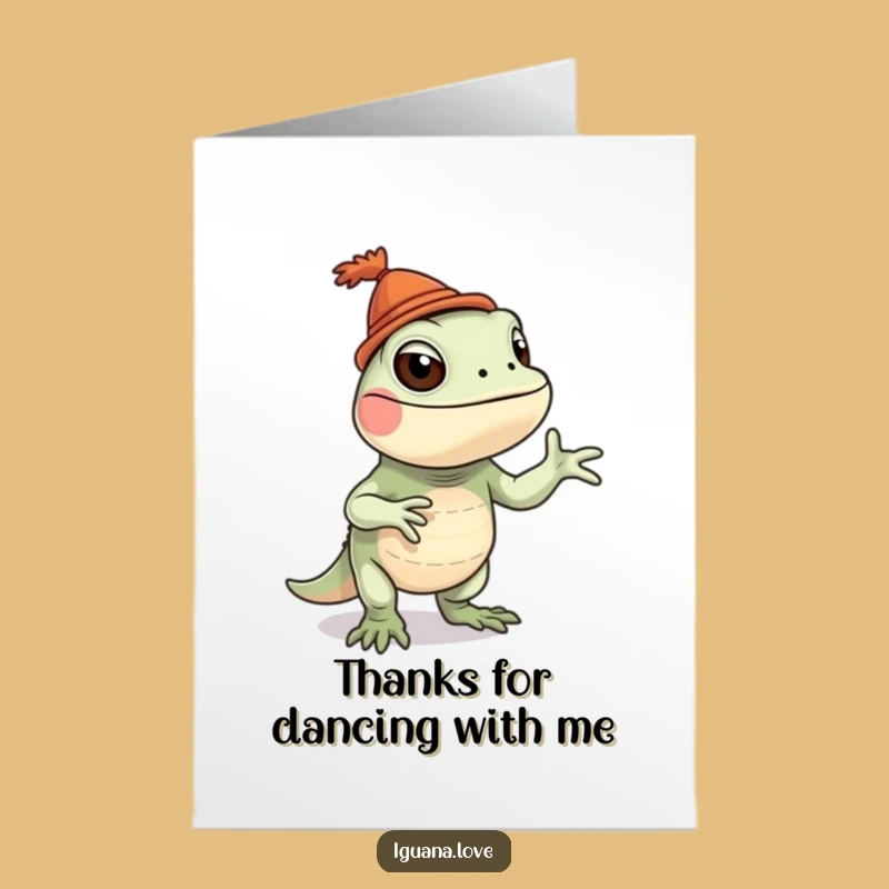 Thank You Iguana Free Printable Card - Silly Dance Downloadable