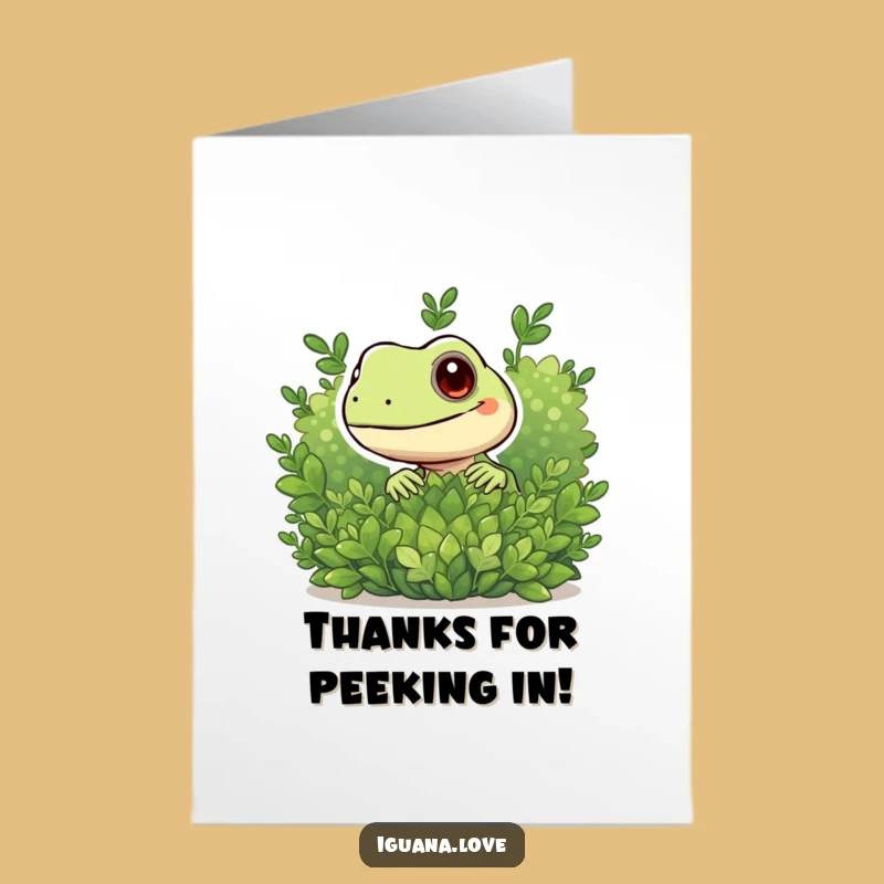Free Printable Thank You Card: Iguana Peeking - Funny Downloadable Gift