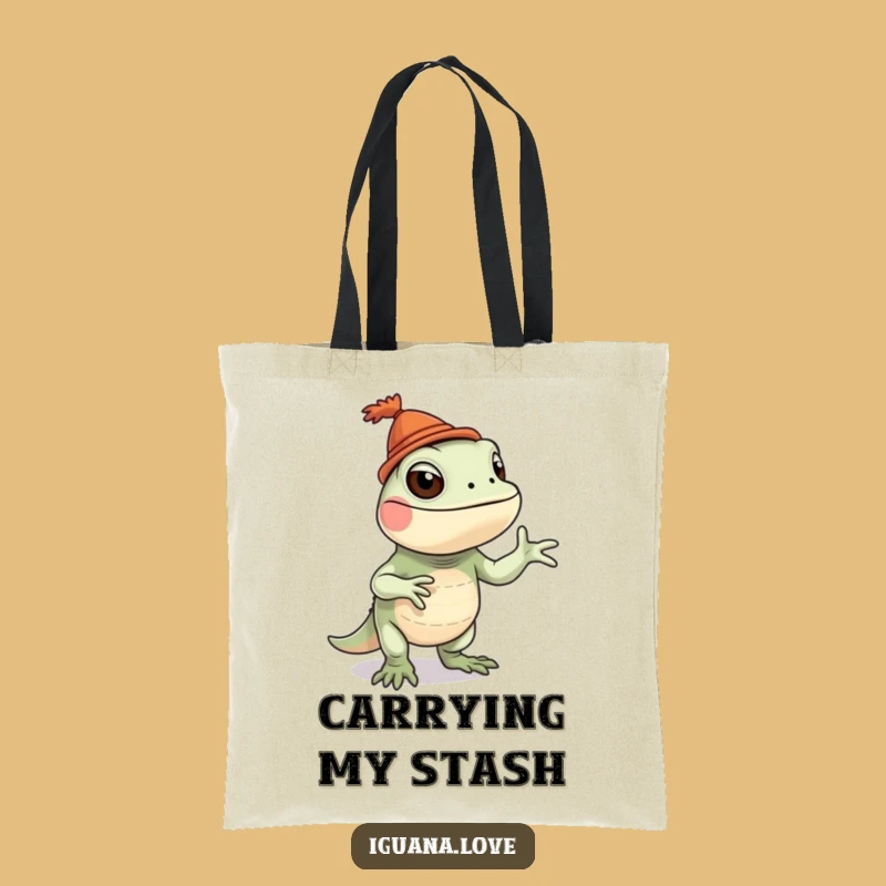 Funny Iguana Tote Bag: Silly Dance Design, Carry Your Fun!